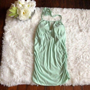 Mint Green BraTop Haltertop with Rusched Sides - Size M
